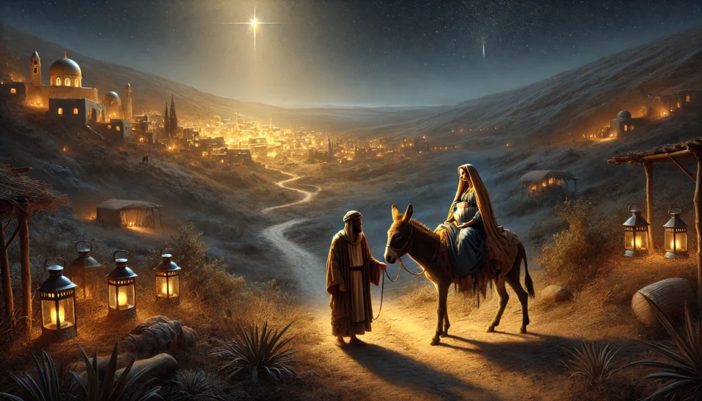 Mary and Joseph approaching Bethlehem