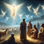 Heavenly angels appear to the shepherds